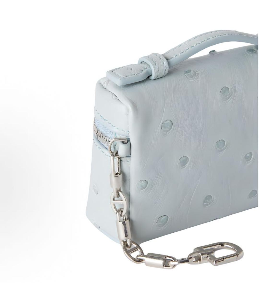 LORO PIANA Голубая сумка с короткими ручками из экзотической кожи, фото 3