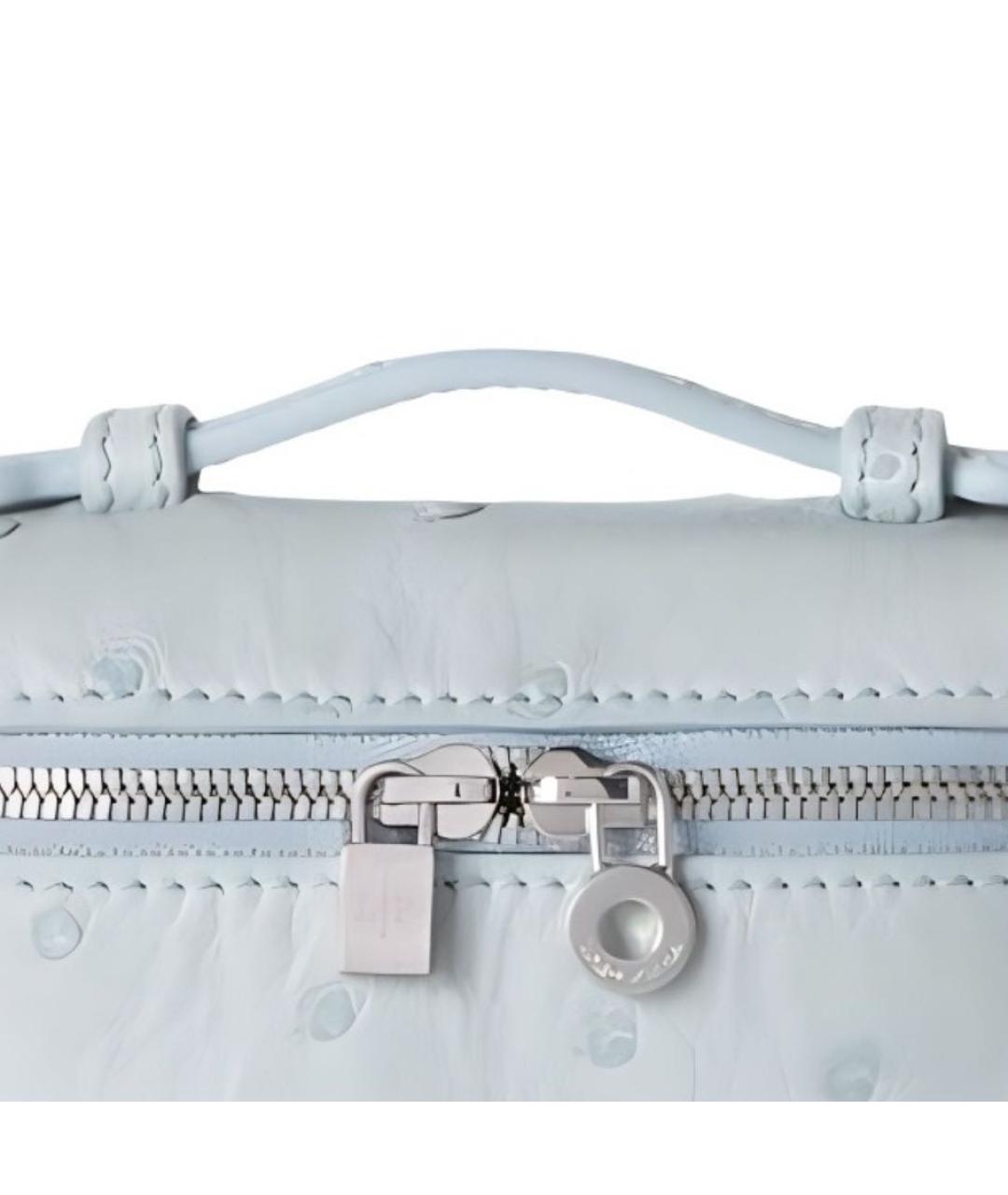 LORO PIANA Голубая сумка с короткими ручками из экзотической кожи, фото 4