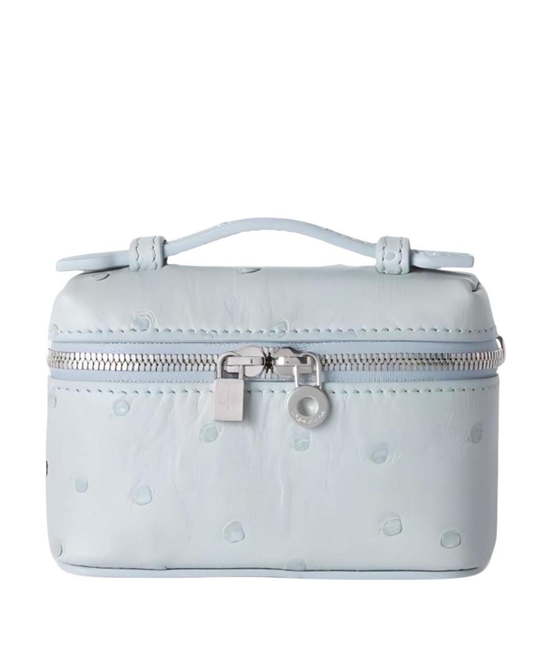 LORO PIANA Голубая сумка с короткими ручками из экзотической кожи, фото 1