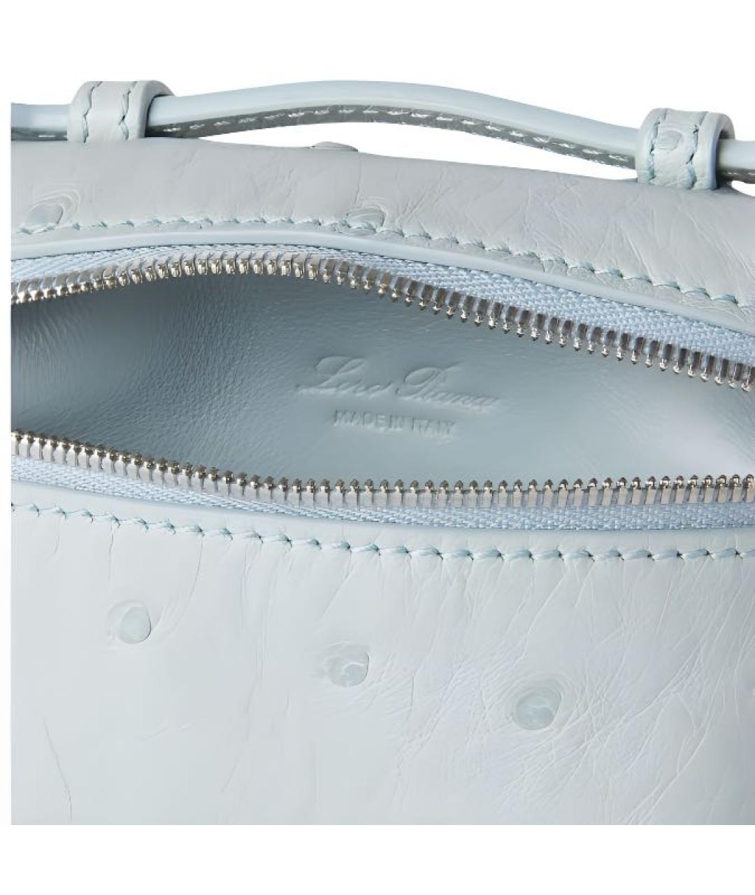 LORO PIANA Голубая сумка с короткими ручками из экзотической кожи, фото 5