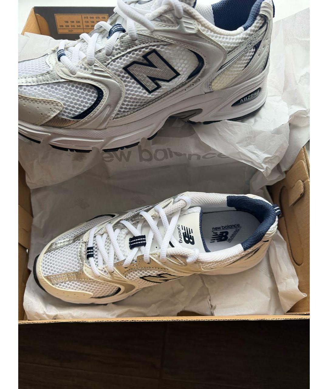 NEW BALANCE Белые текстильные кроссовки, фото 3