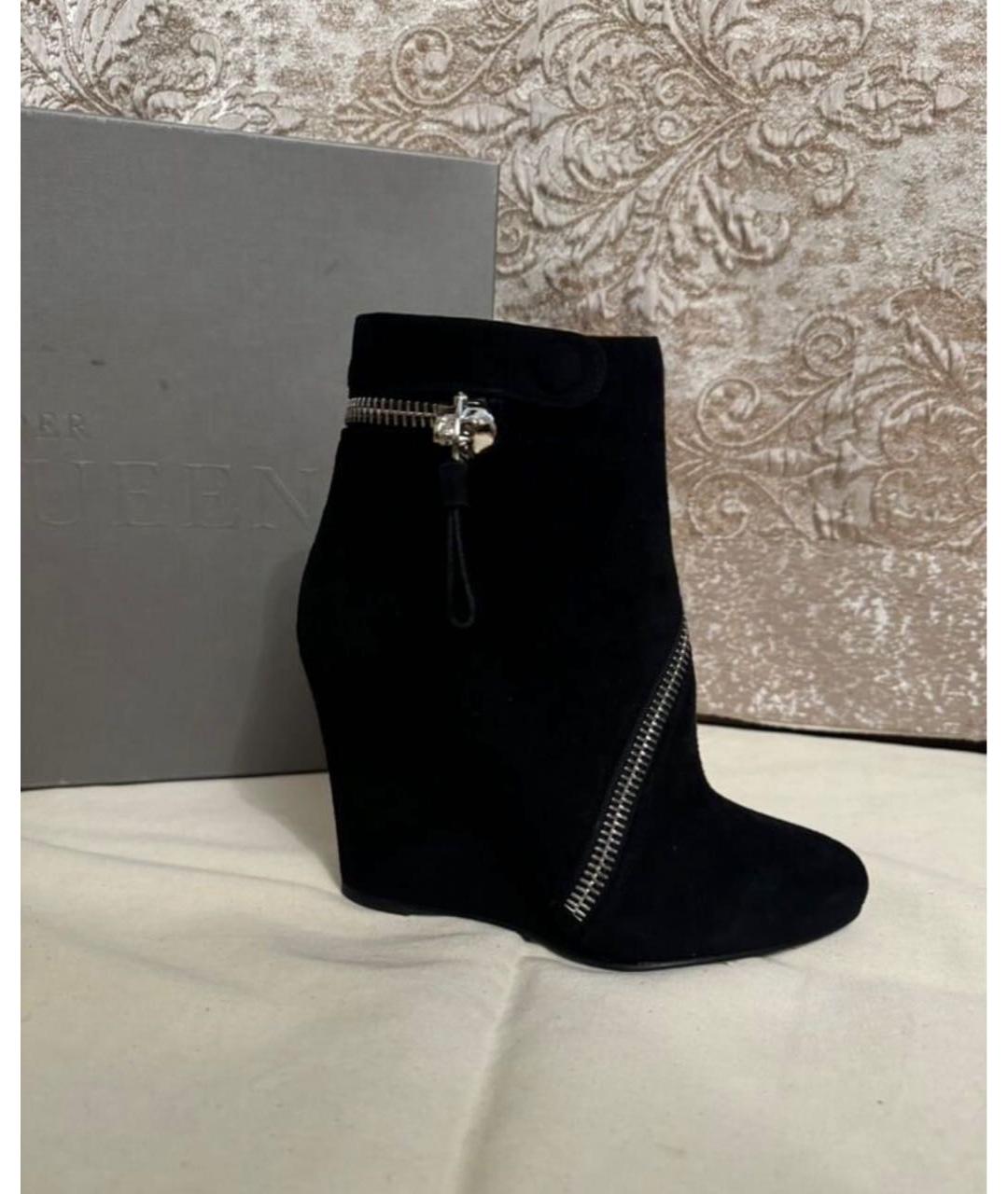 ALEXANDER MCQUEEN Черные замшевые ботильоны, фото 7