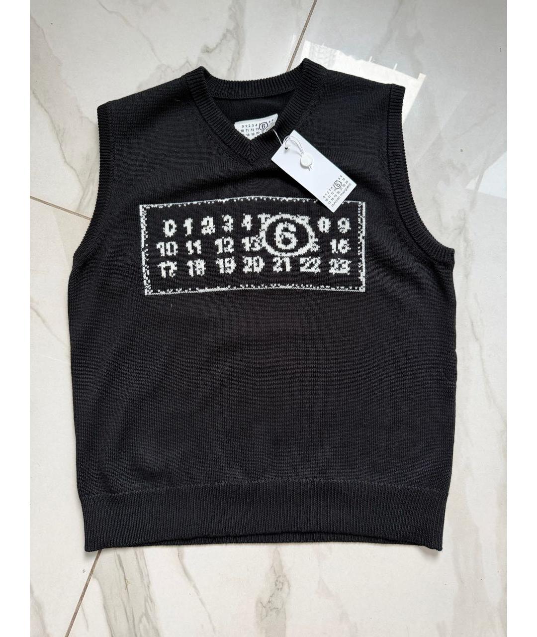 MM6 MAISON MARGIELA Черная шерстяная жилетка, фото 5