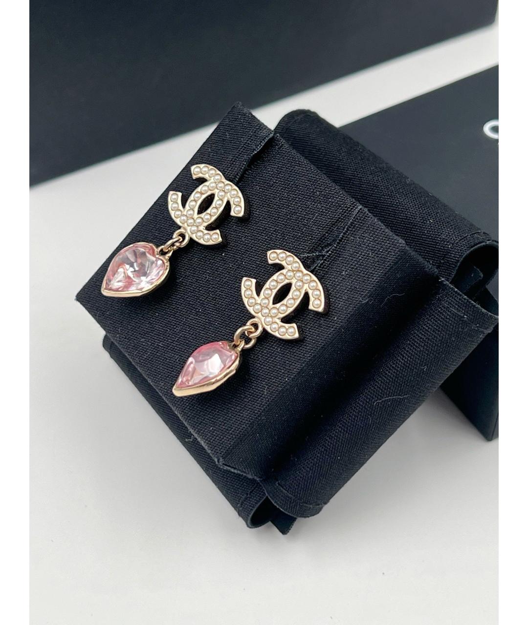 CHANEL Розовые металлические серьги, фото 5