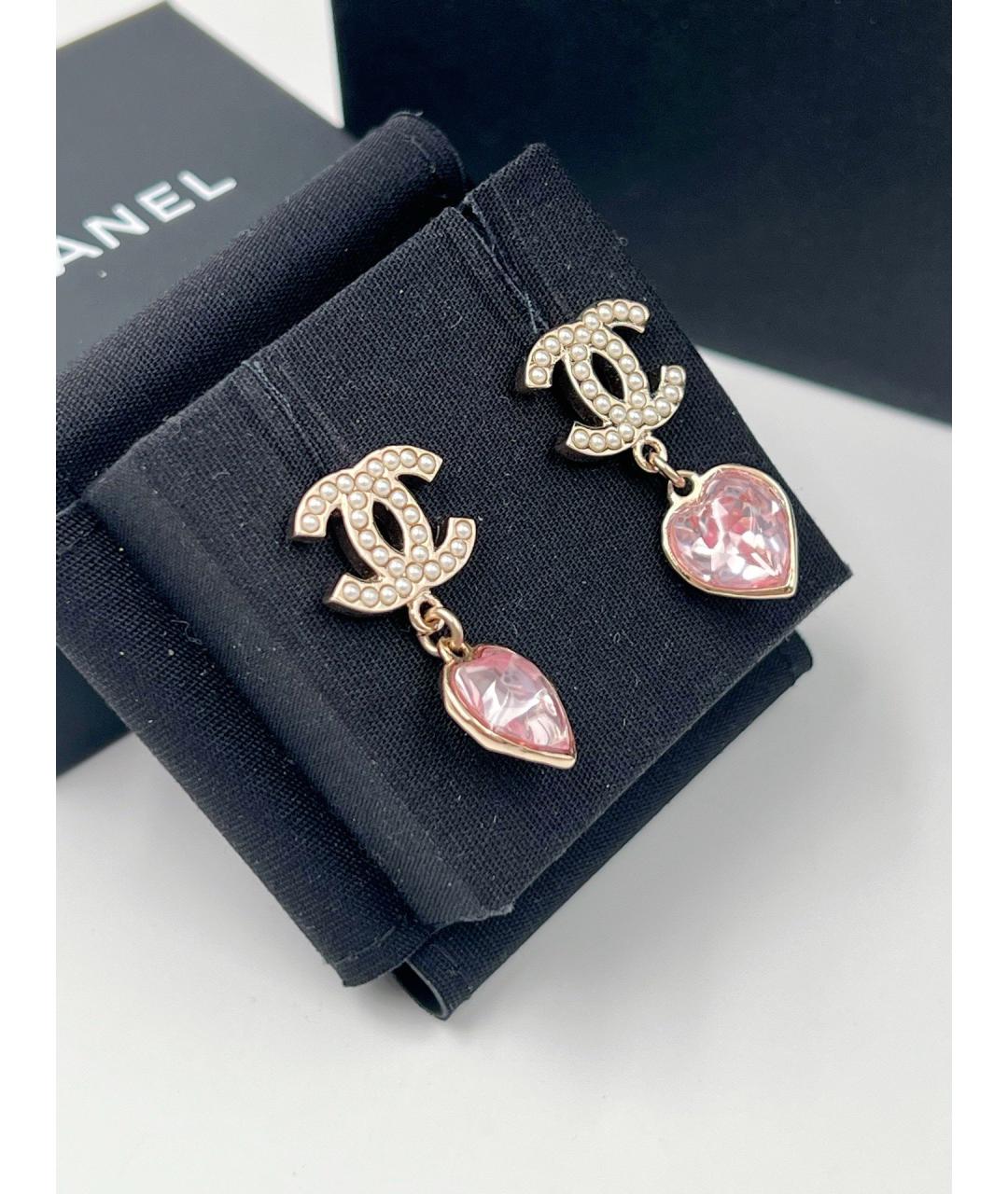 CHANEL Розовые металлические серьги, фото 3