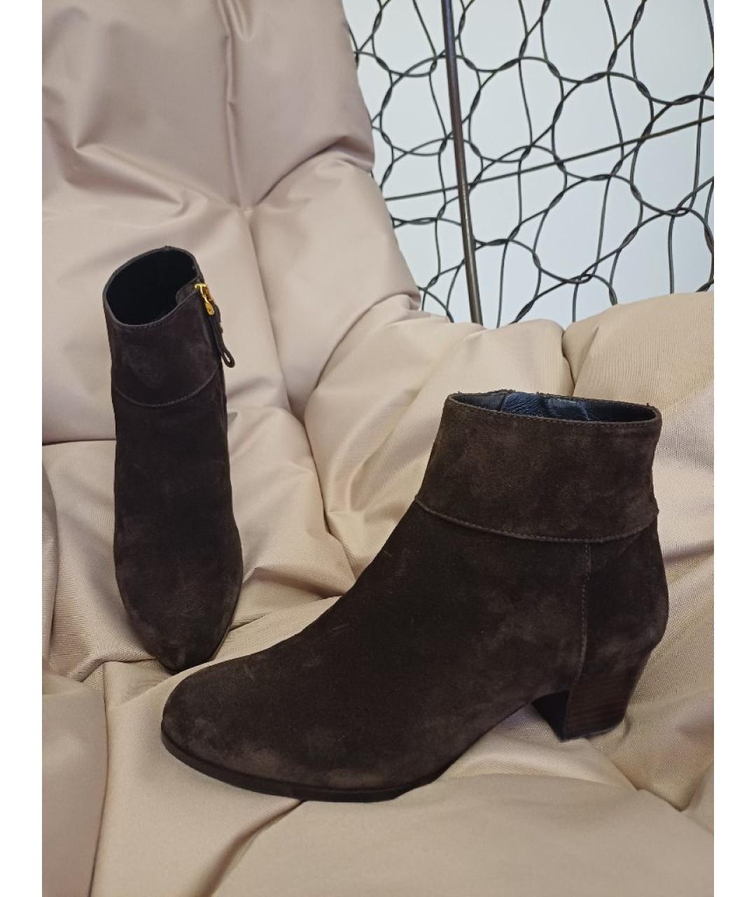 SERGIO ROSSI Коричневые замшевые ботильоны, фото 3