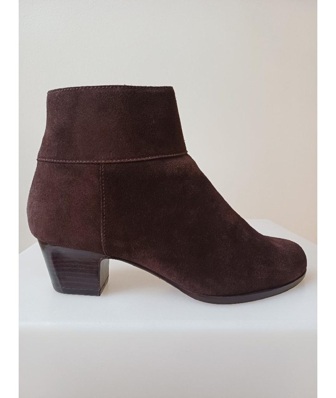 SERGIO ROSSI Коричневые замшевые ботильоны, фото 10