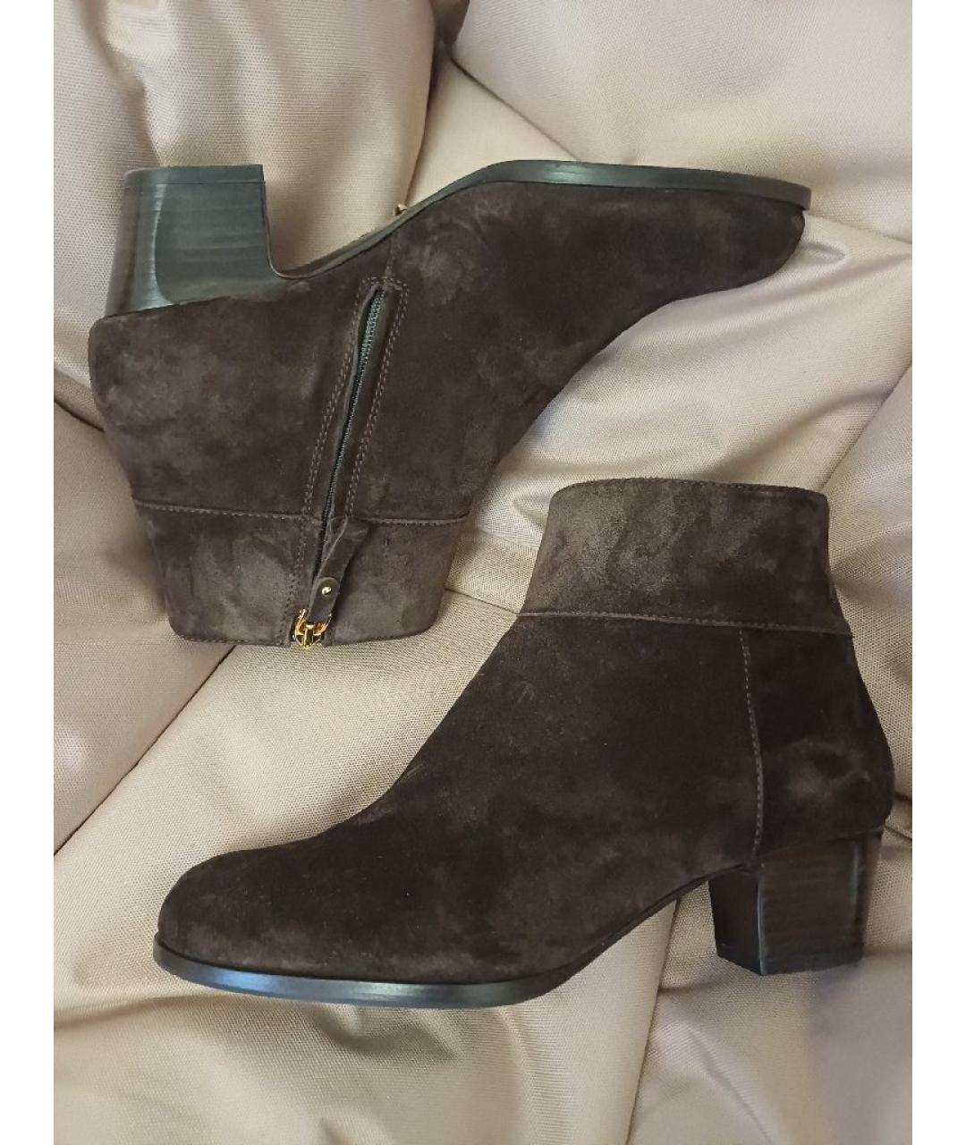 SERGIO ROSSI Коричневые замшевые ботильоны, фото 4