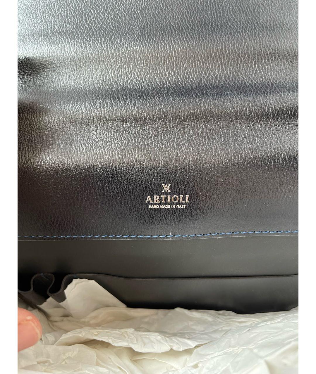 ARTIOLI Черный кожаный портфель, фото 3