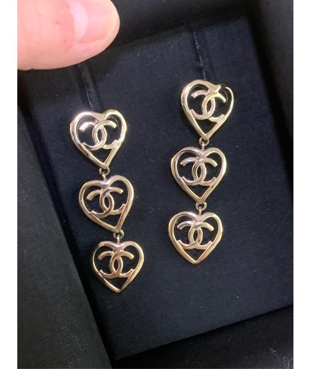CHANEL Золотые металлические серьги, фото 7