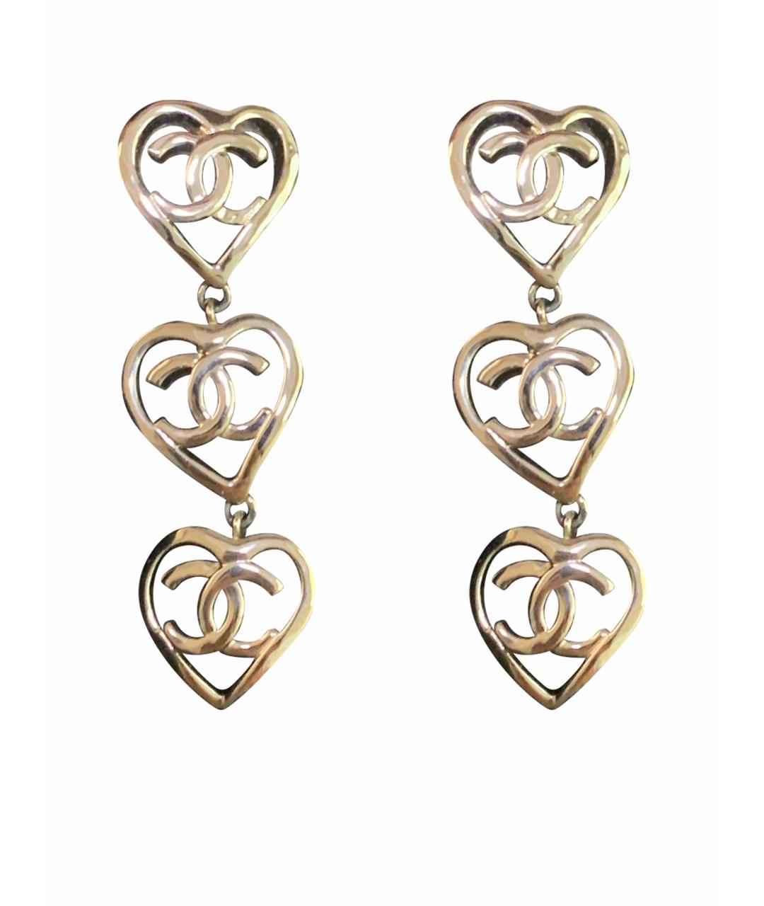 CHANEL Золотые металлические серьги, фото 1