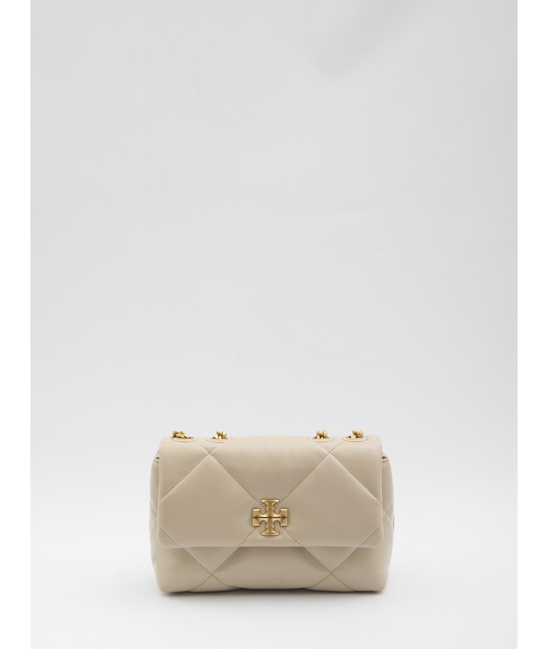 TORY BURCH Бежевая кожаная сумка через плечо, фото 4