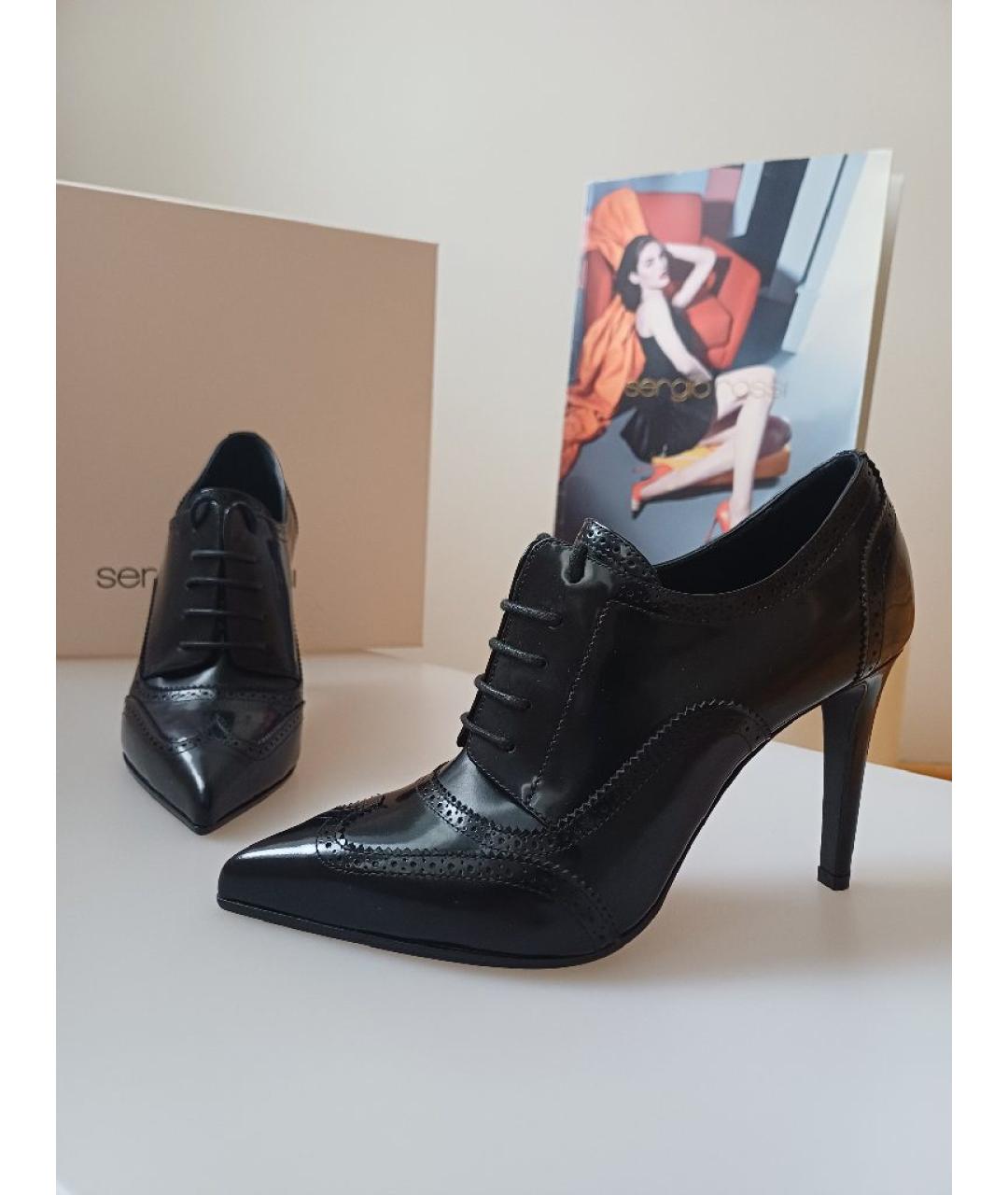 SERGIO ROSSI Черные кожаные ботильоны, фото 6