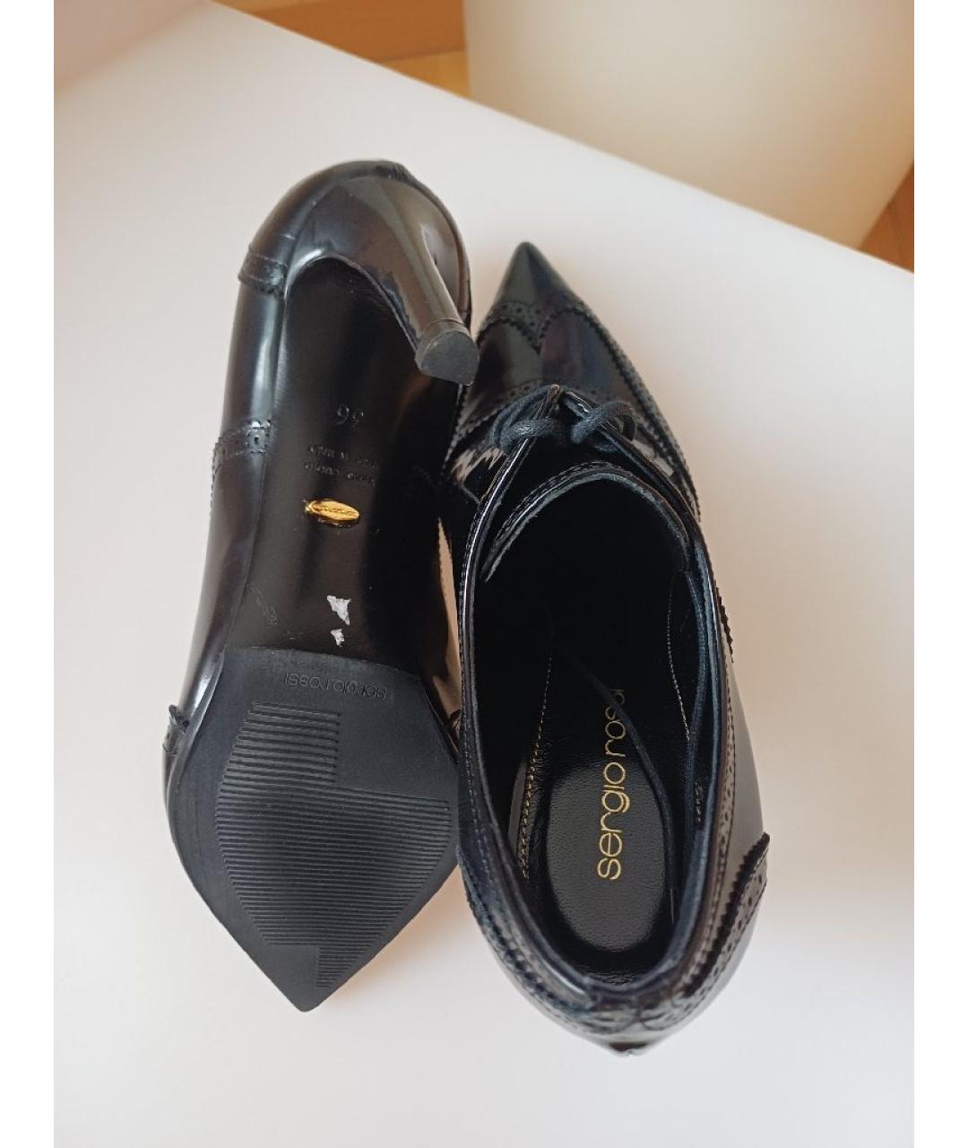 SERGIO ROSSI Черные кожаные ботильоны, фото 9