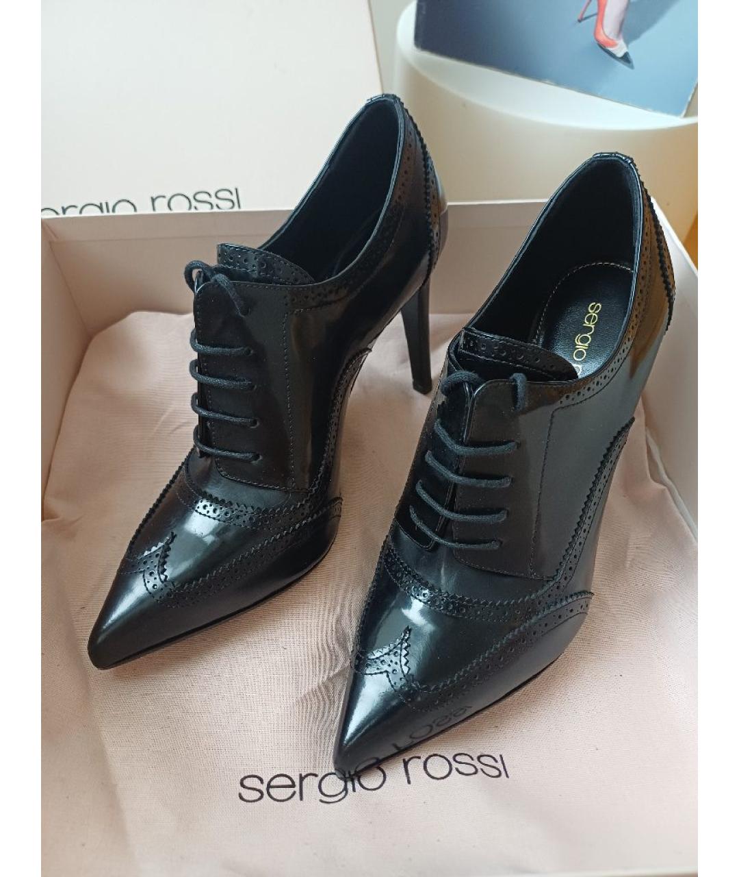 SERGIO ROSSI Черные кожаные ботильоны, фото 2