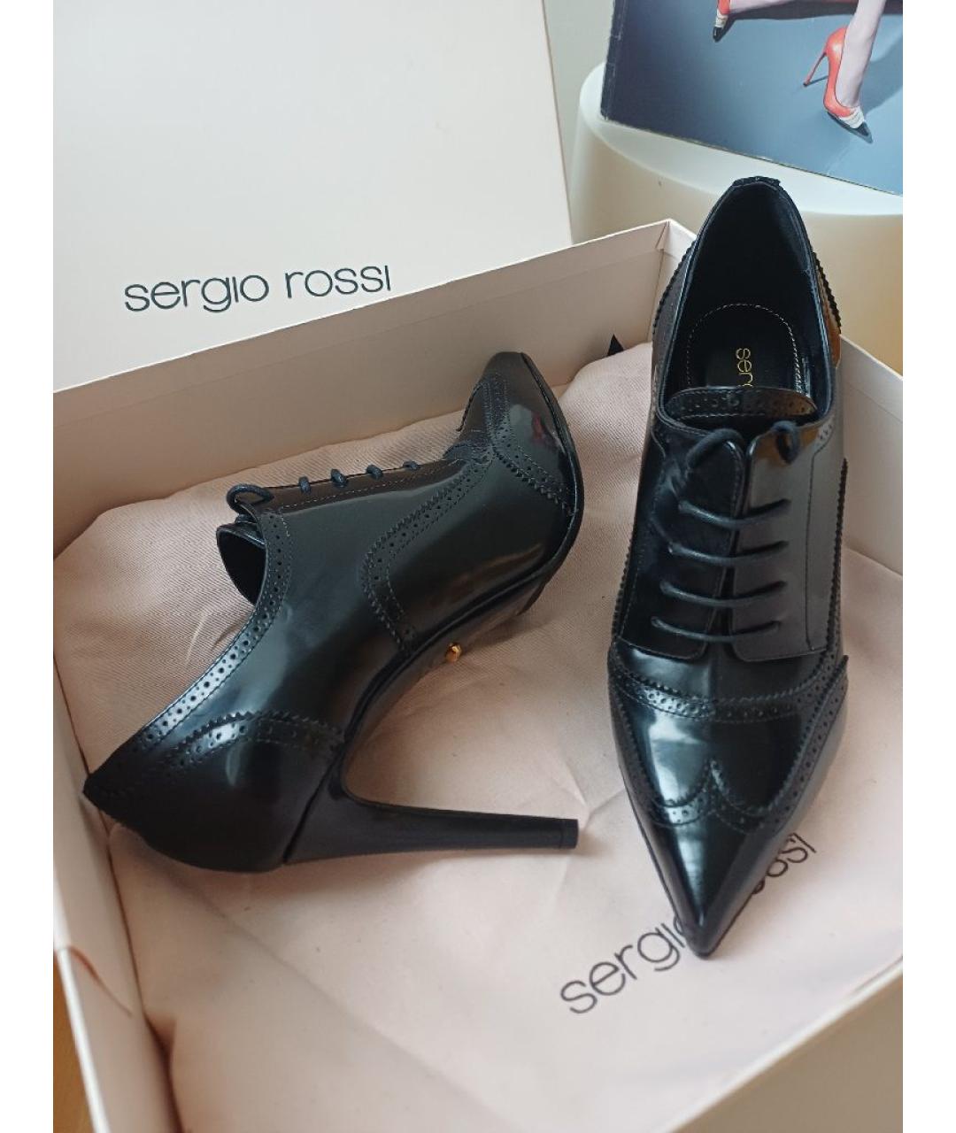 SERGIO ROSSI Черные кожаные ботильоны, фото 4