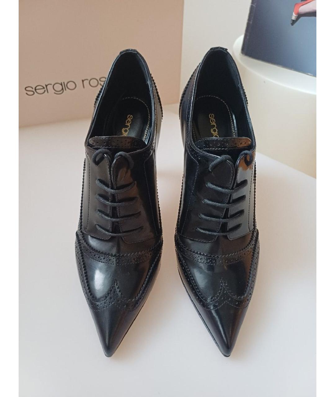 SERGIO ROSSI Черные кожаные ботильоны, фото 7