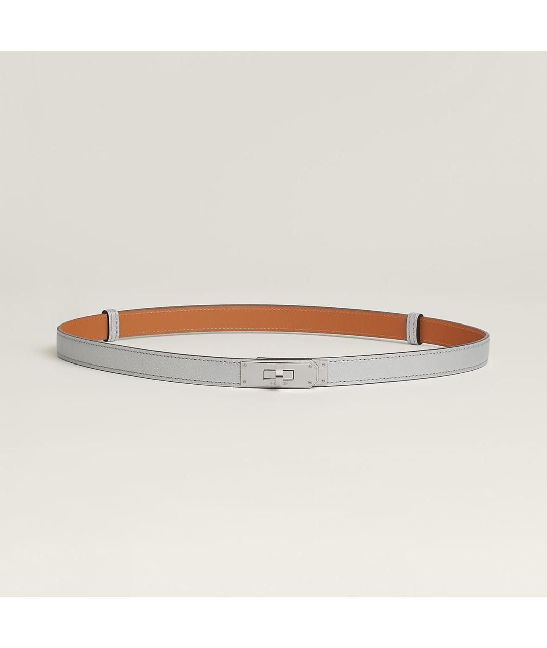 HERMES Серебрянный кожаный ремень, фото 4