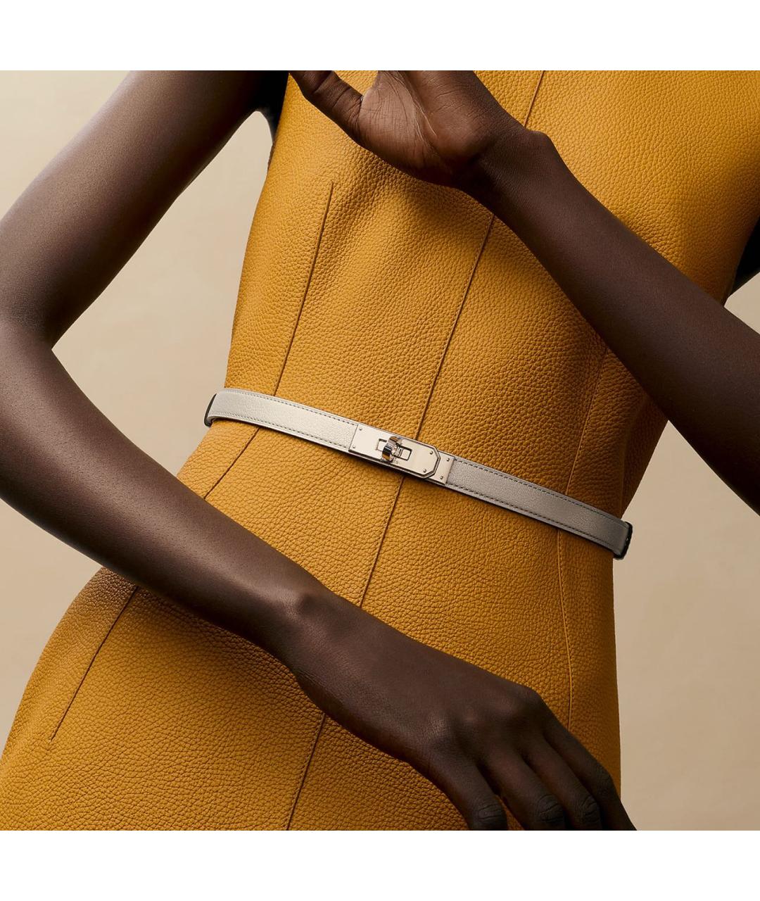 HERMES Серебрянный кожаный ремень, фото 3