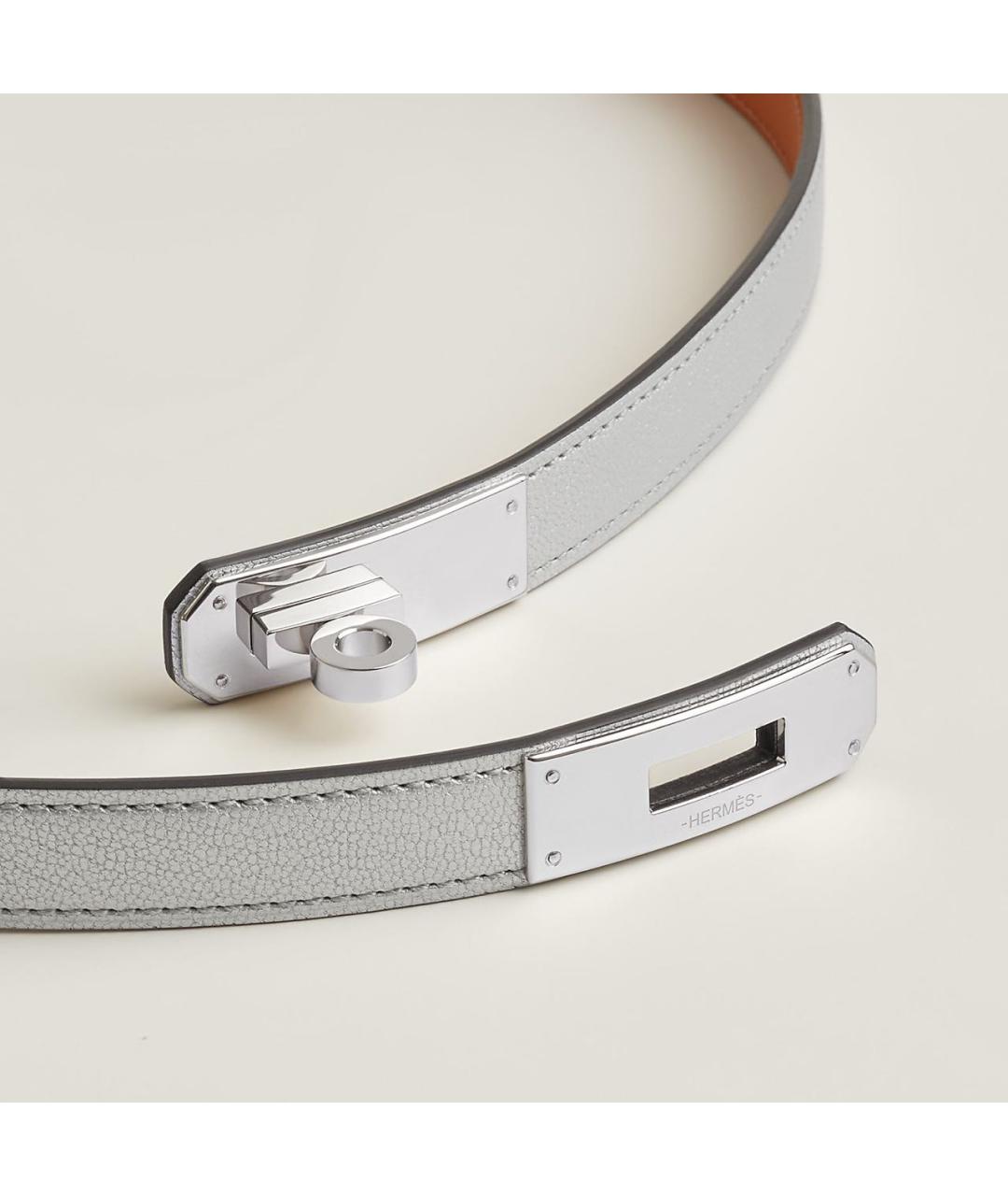 HERMES Серебрянный кожаный ремень, фото 2