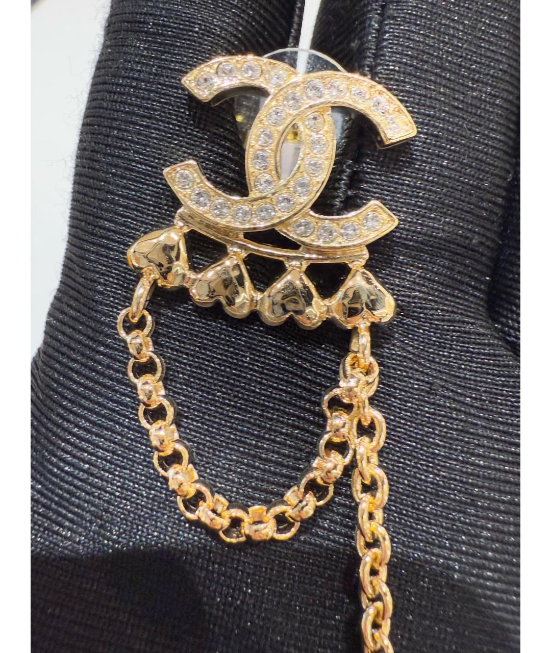 CHANEL Золотые металлические серьги, фото 3