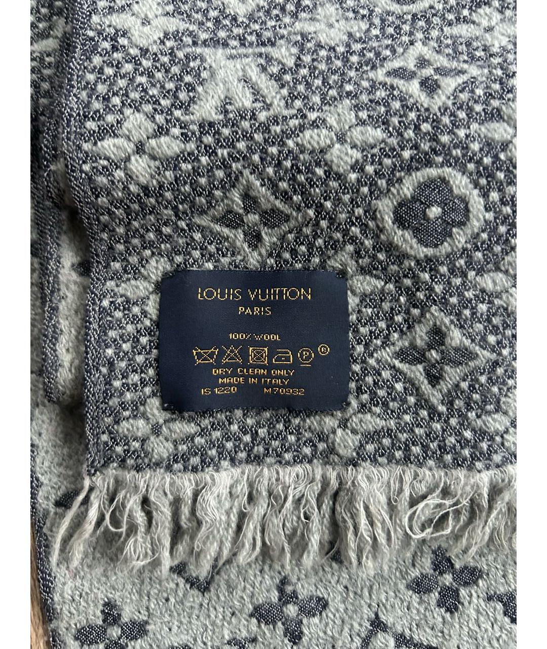 LOUIS VUITTON Серый шерстяной шарф, фото 3