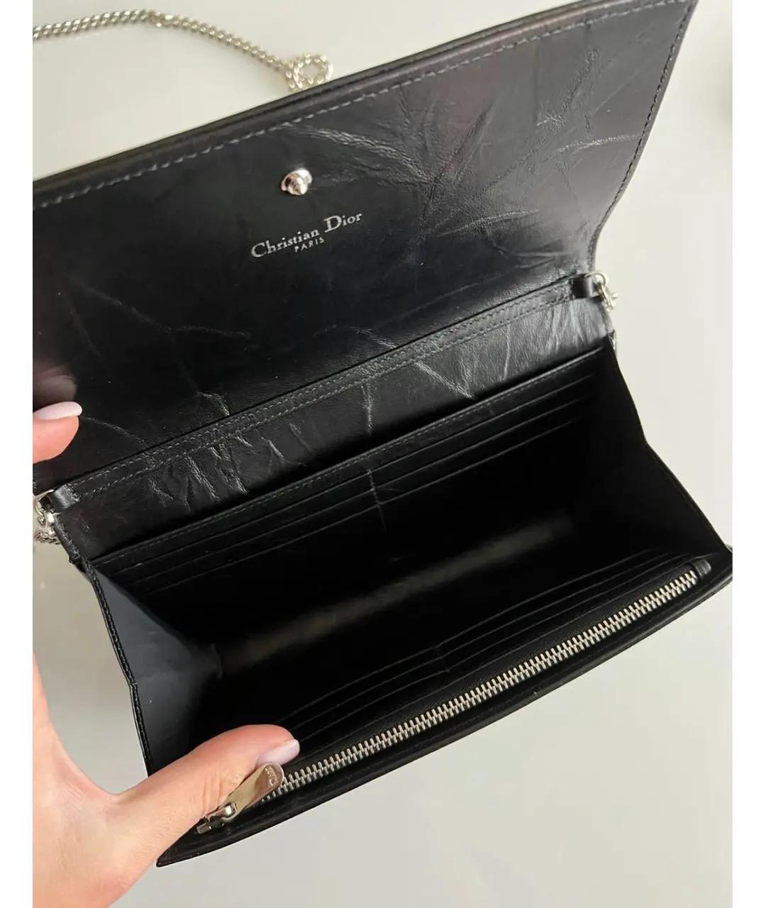 CHRISTIAN DIOR Черная кожаная сумка через плечо, фото 2