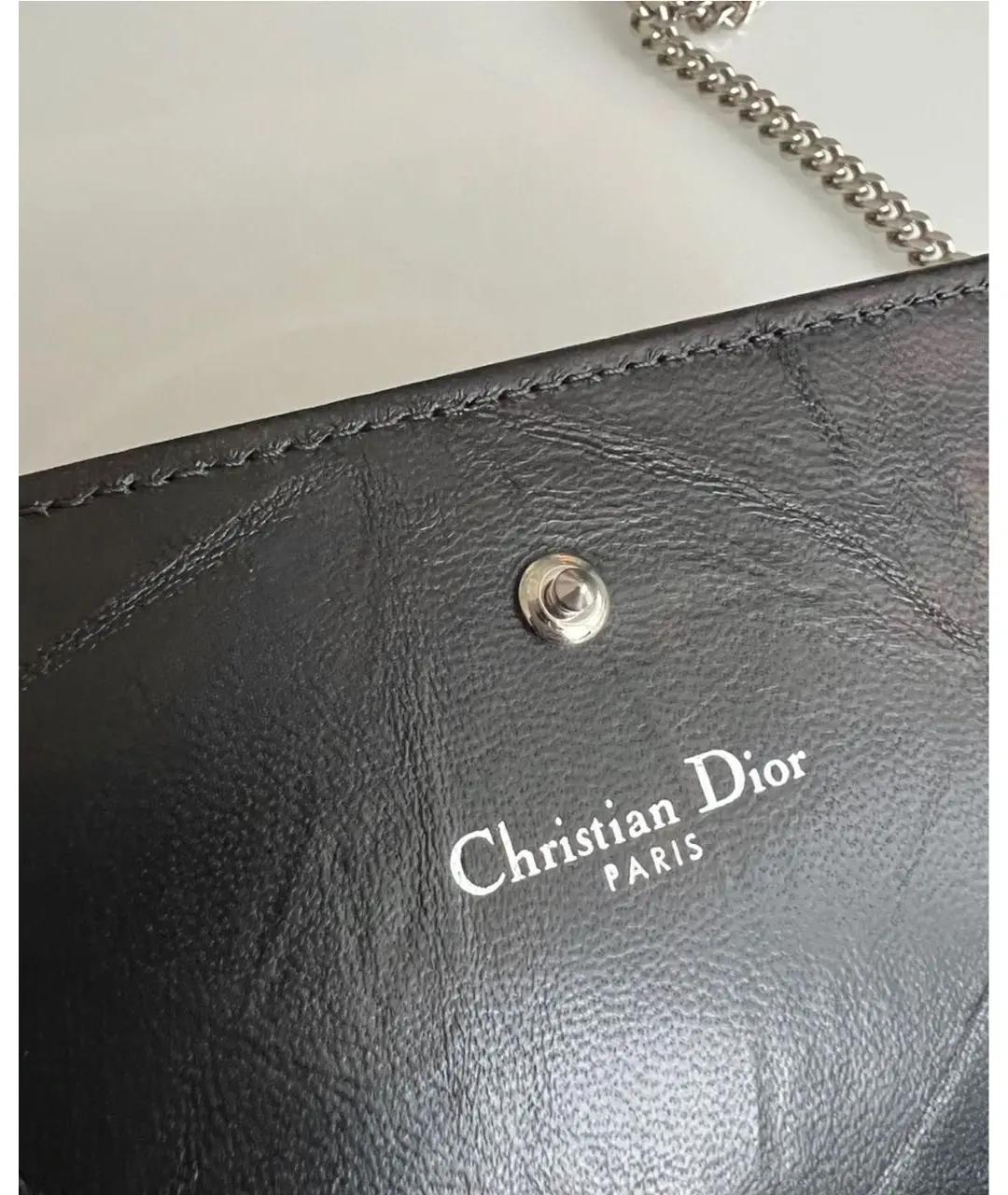 CHRISTIAN DIOR Черная кожаная сумка через плечо, фото 3