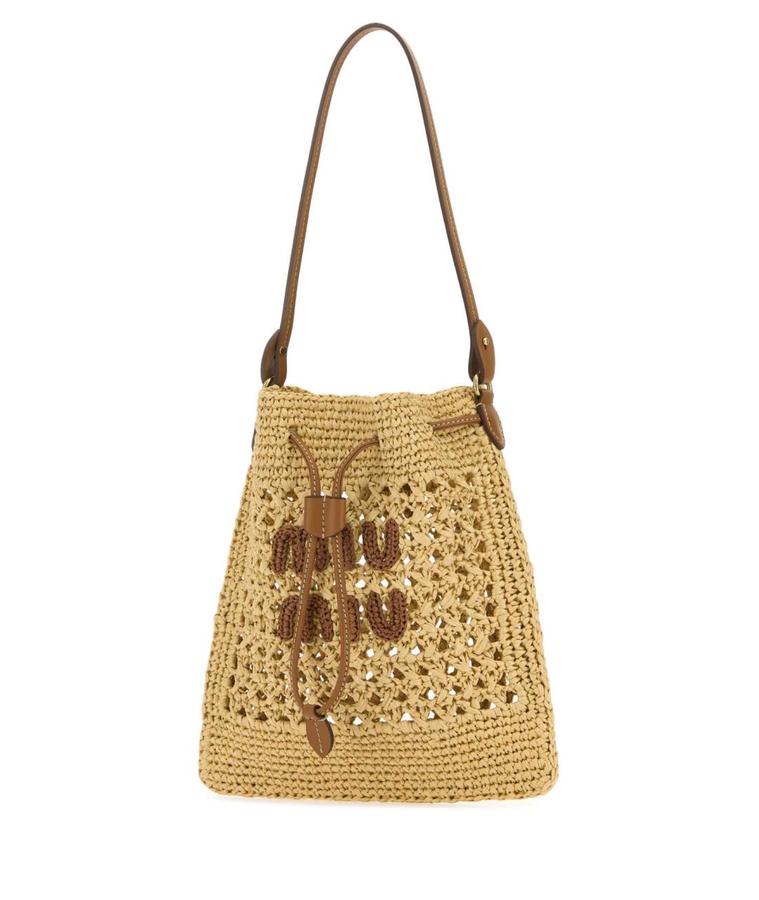 MIU MIU Бежевая пелетеная сумка через плечо, фото 2