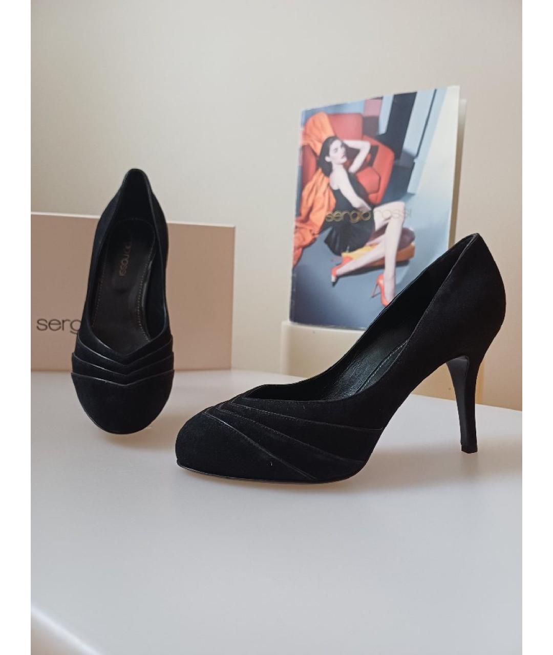 SERGIO ROSSI Черные замшевые туфли, фото 4