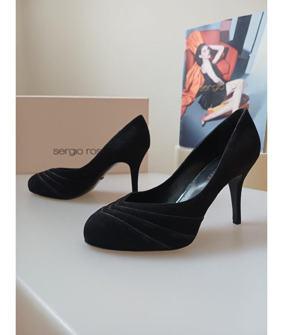 SERGIO ROSSI Черные замшевые туфли, фото 3