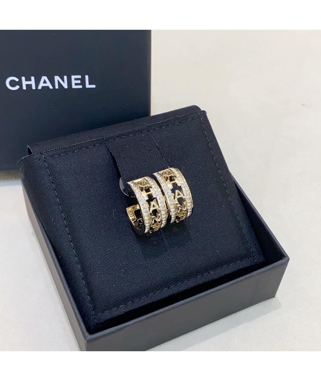 CHANEL Золотые металлические серьги, фото 2