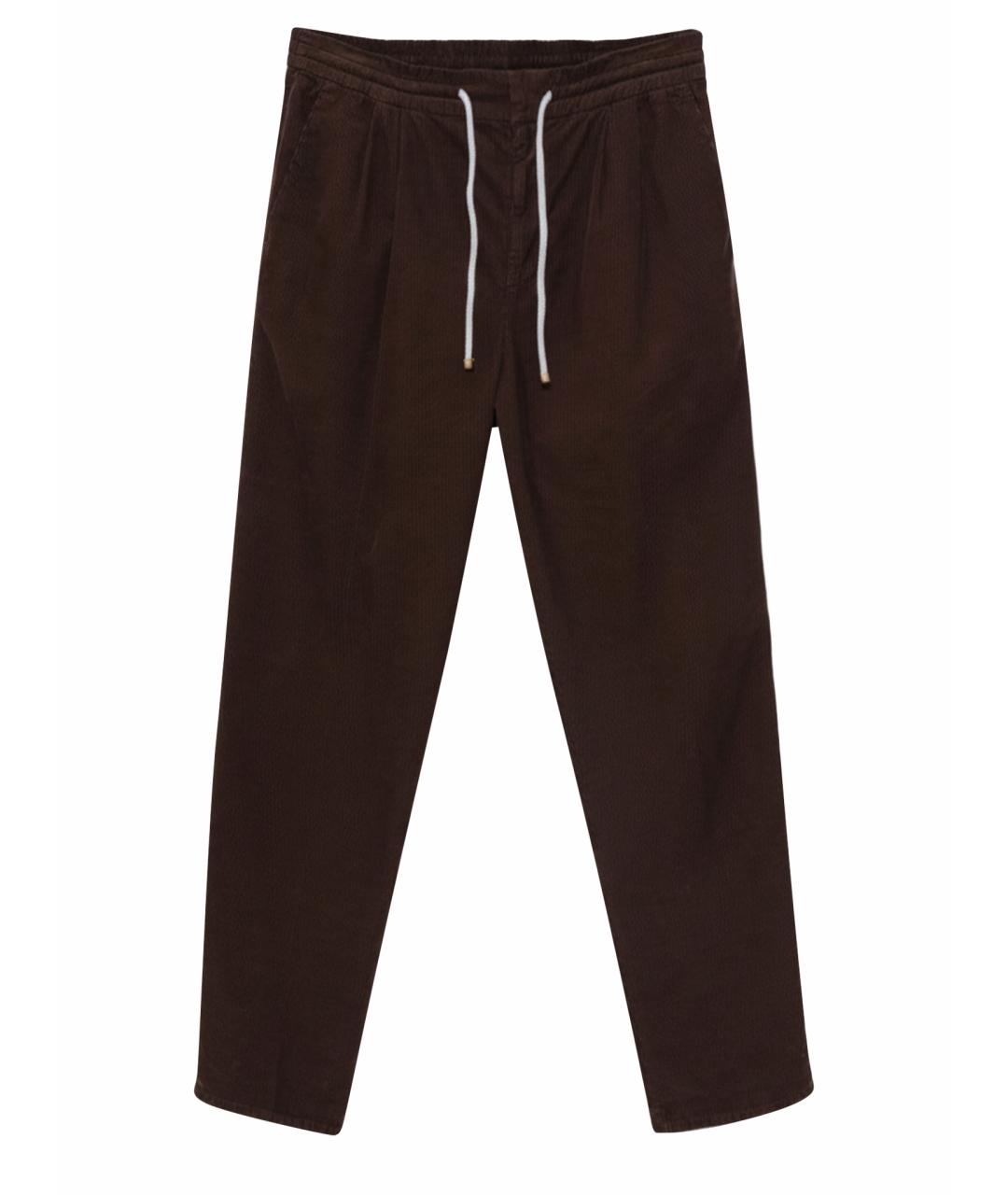BRUNELLO CUCINELLI Коричневые хлопковые повседневные брюки, фото 1