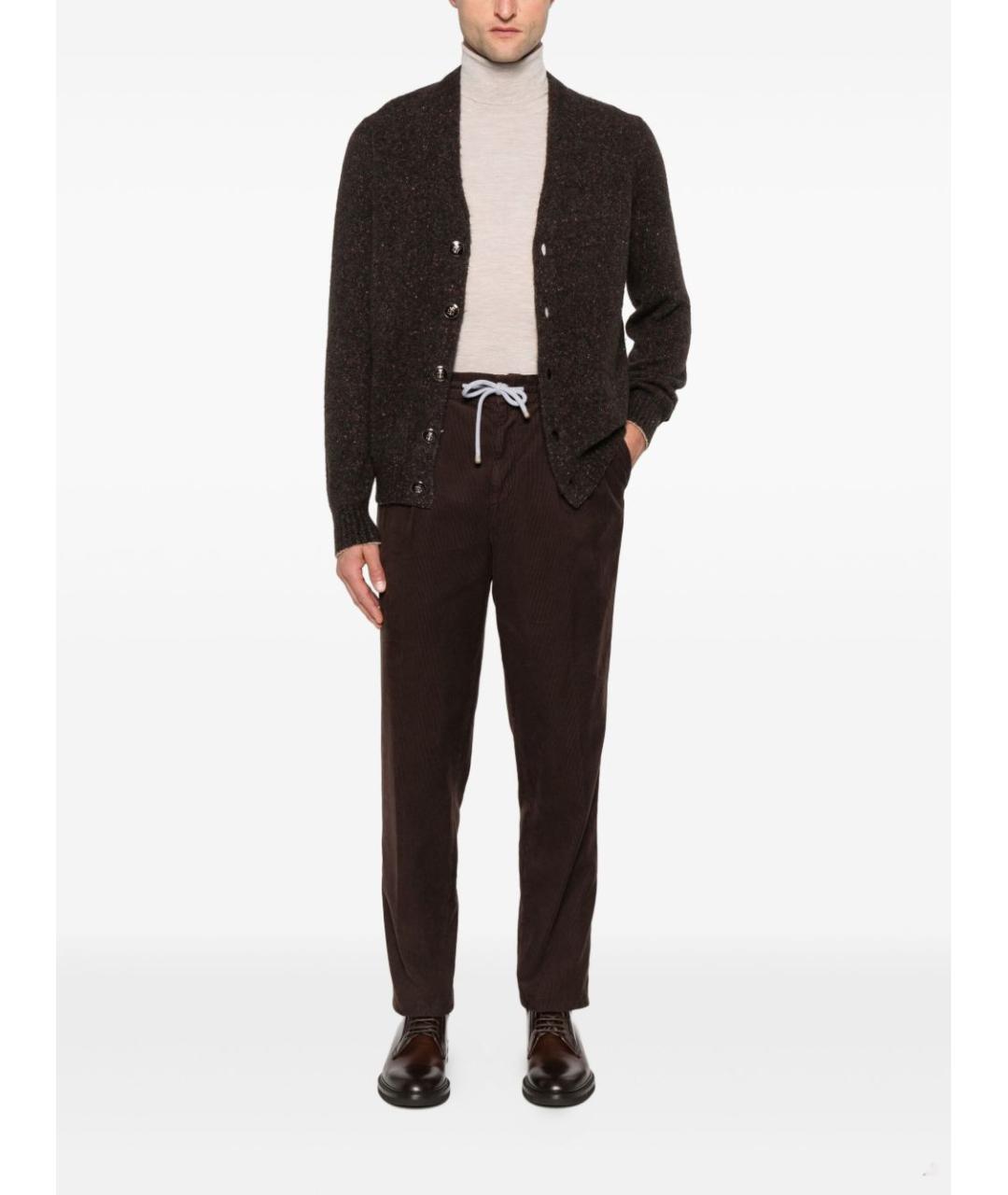 BRUNELLO CUCINELLI Коричневые хлопковые повседневные брюки, фото 3