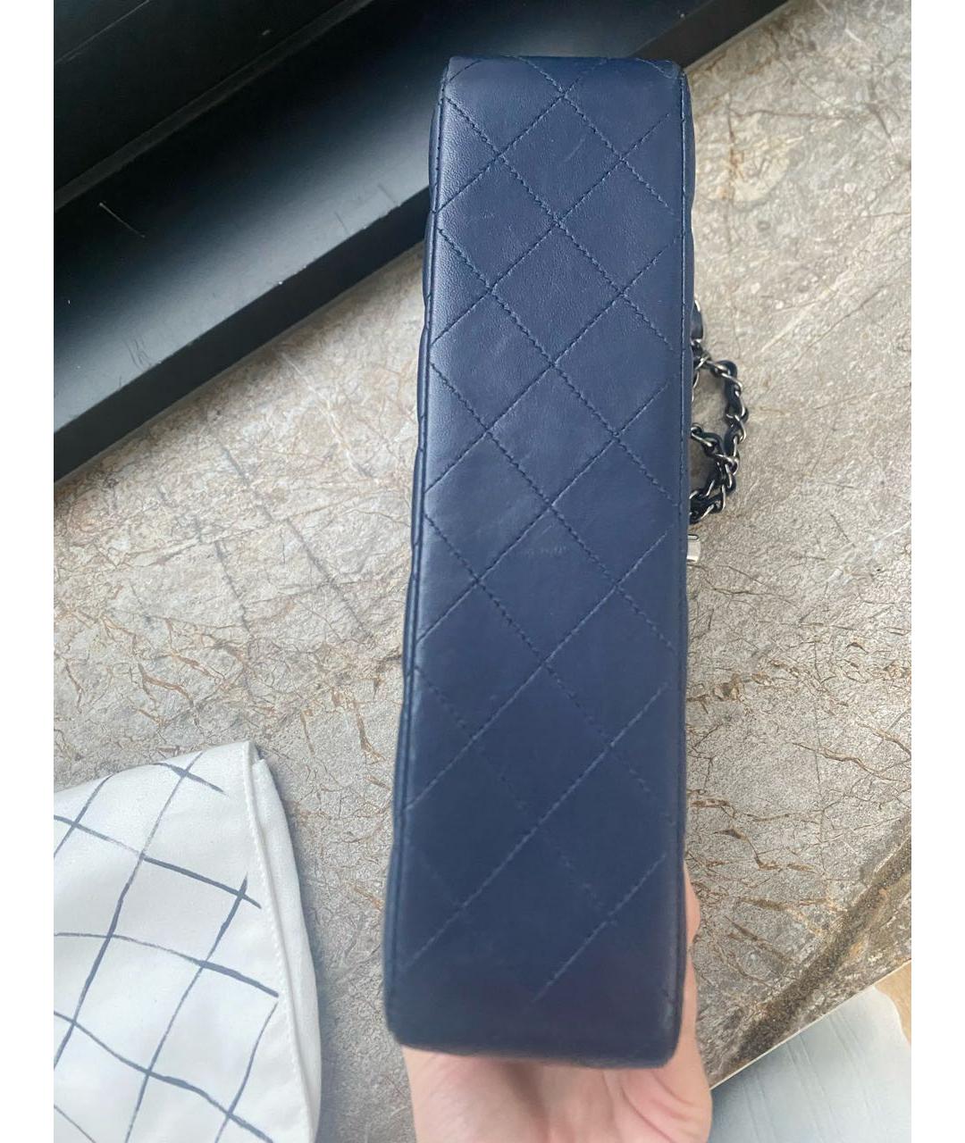 CHANEL Темно-синяя кожаная сумка через плечо, фото 4