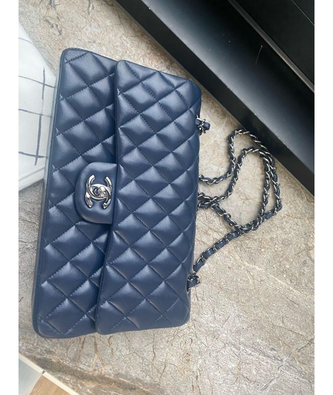 CHANEL Темно-синяя кожаная сумка через плечо, фото 7