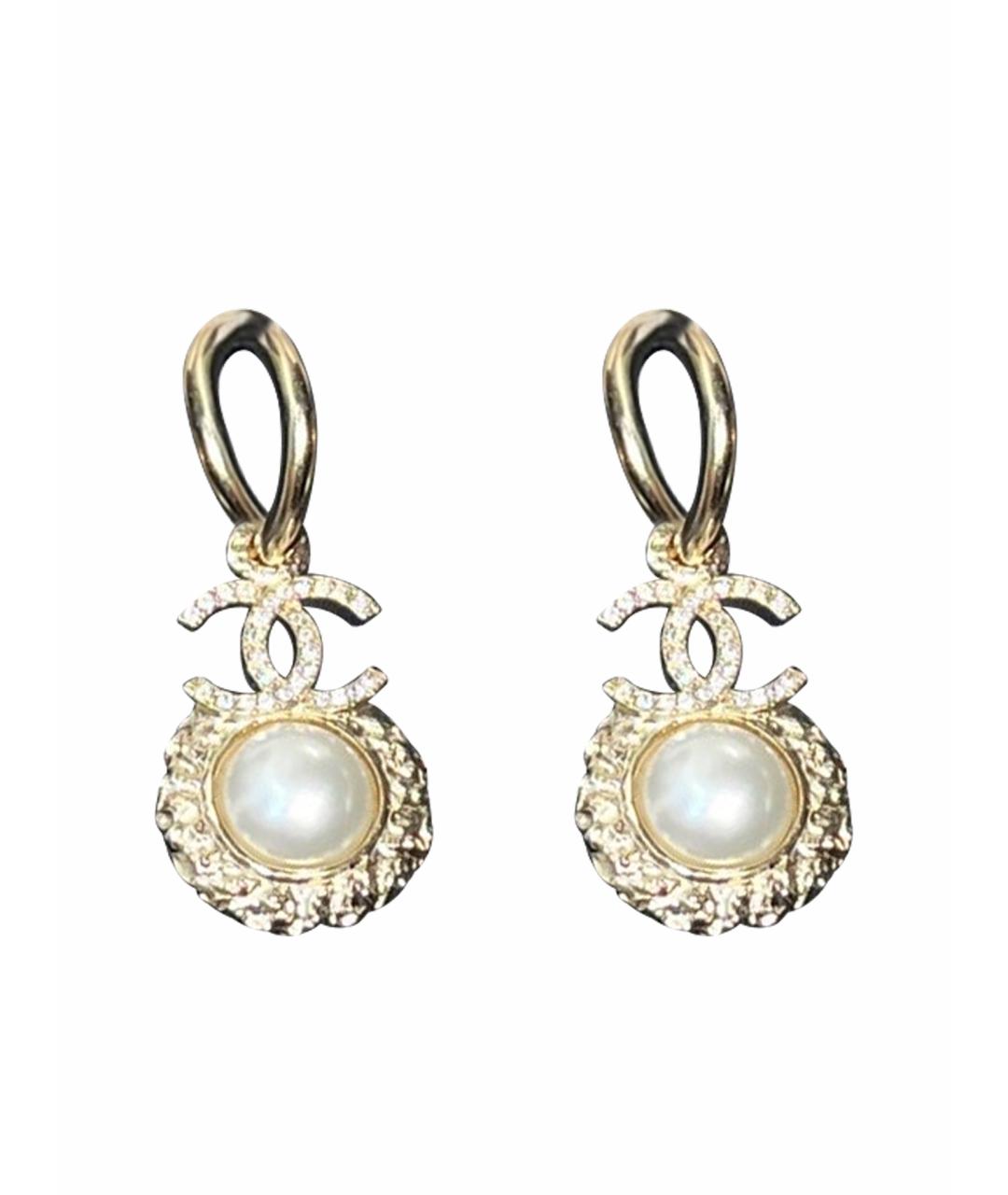 CHANEL Золотые металлические серьги, фото 1