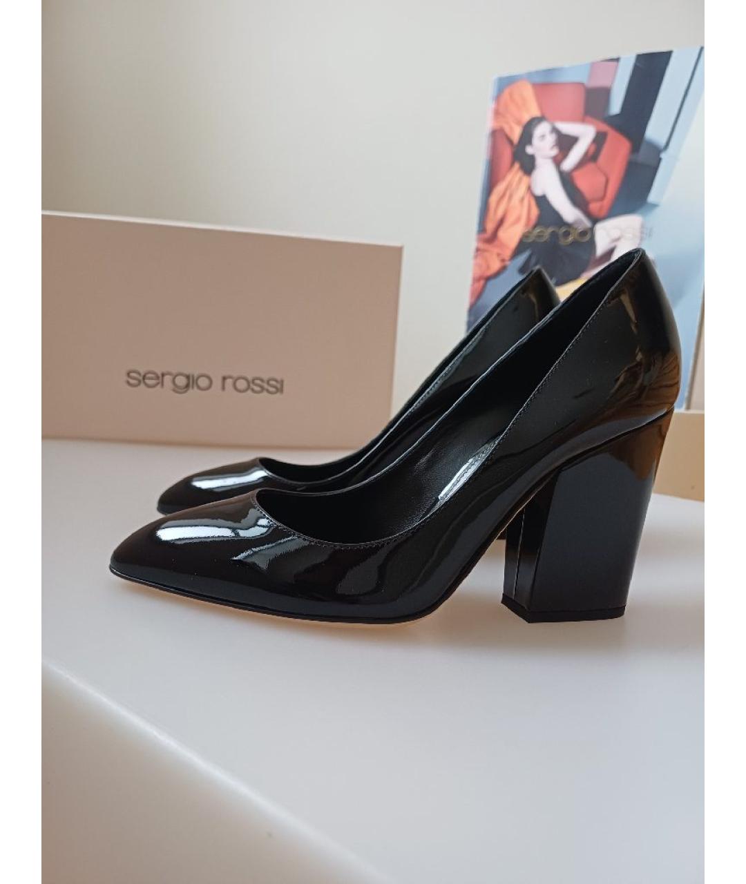 SERGIO ROSSI Черные туфли из лакированной кожи, фото 4