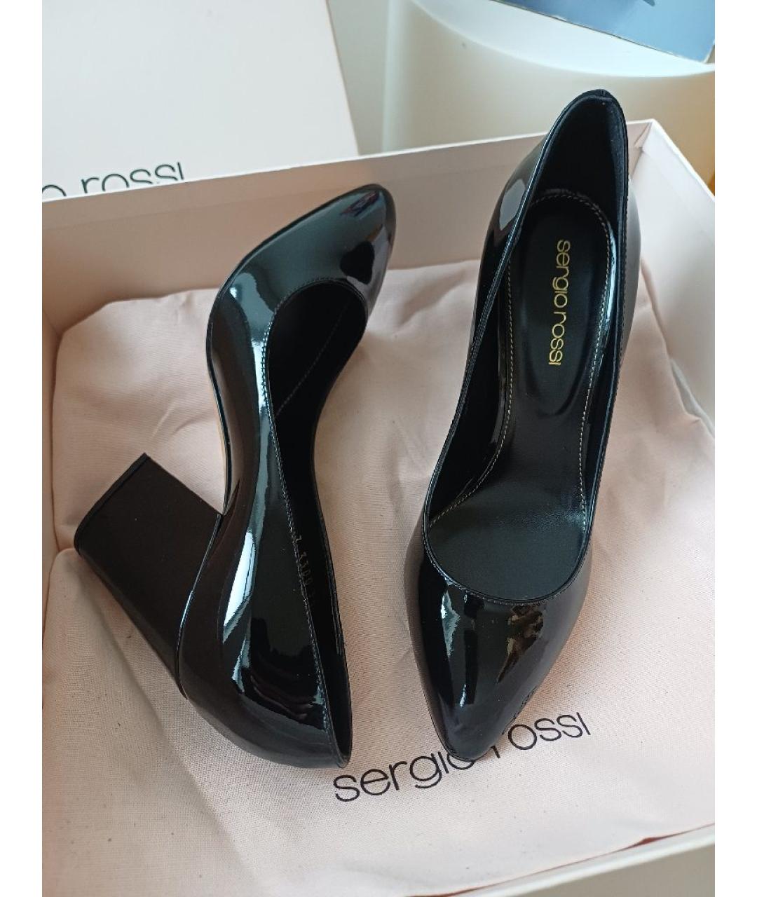 SERGIO ROSSI Черные туфли из лакированной кожи, фото 3