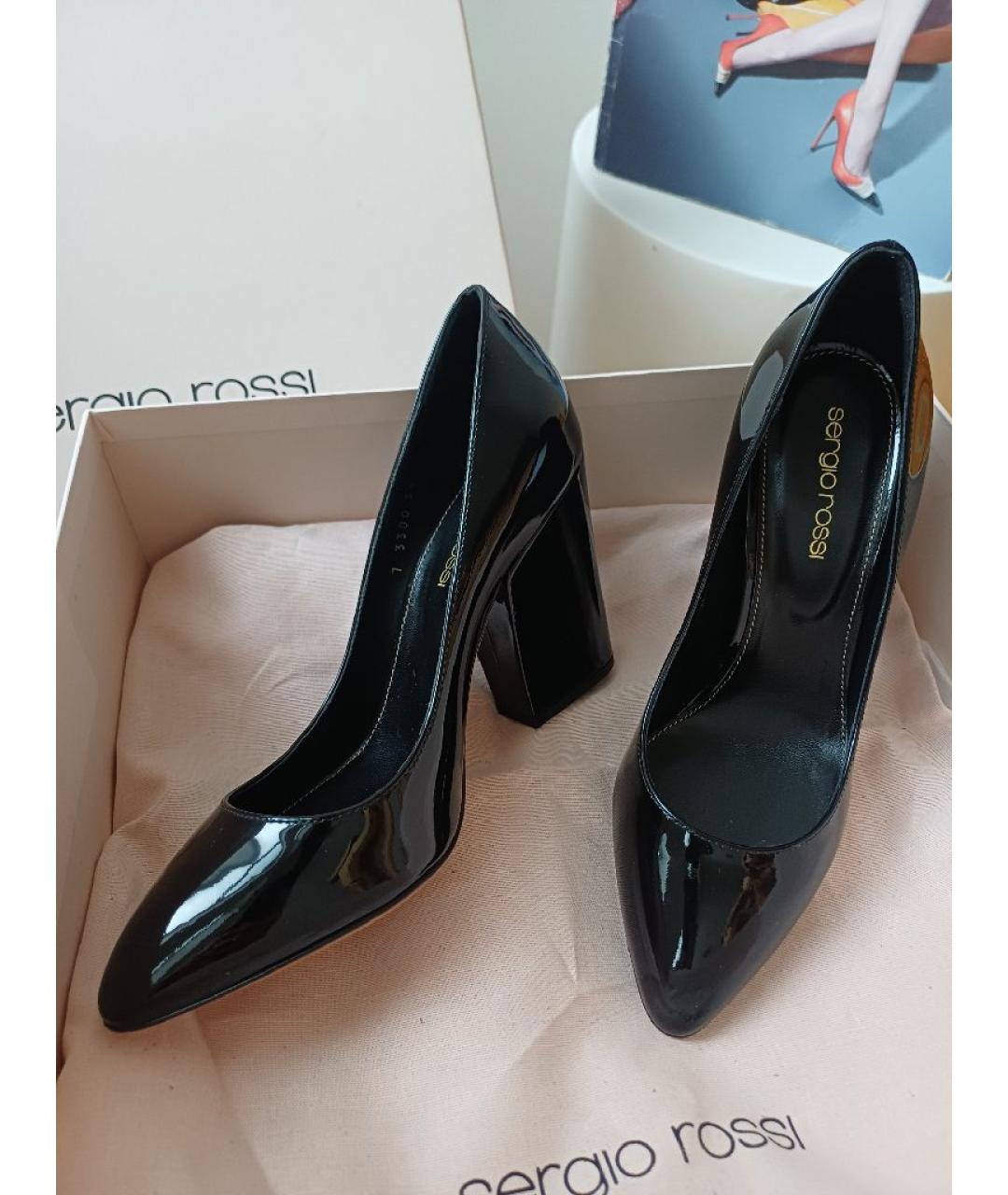 SERGIO ROSSI Черные туфли из лакированной кожи, фото 7