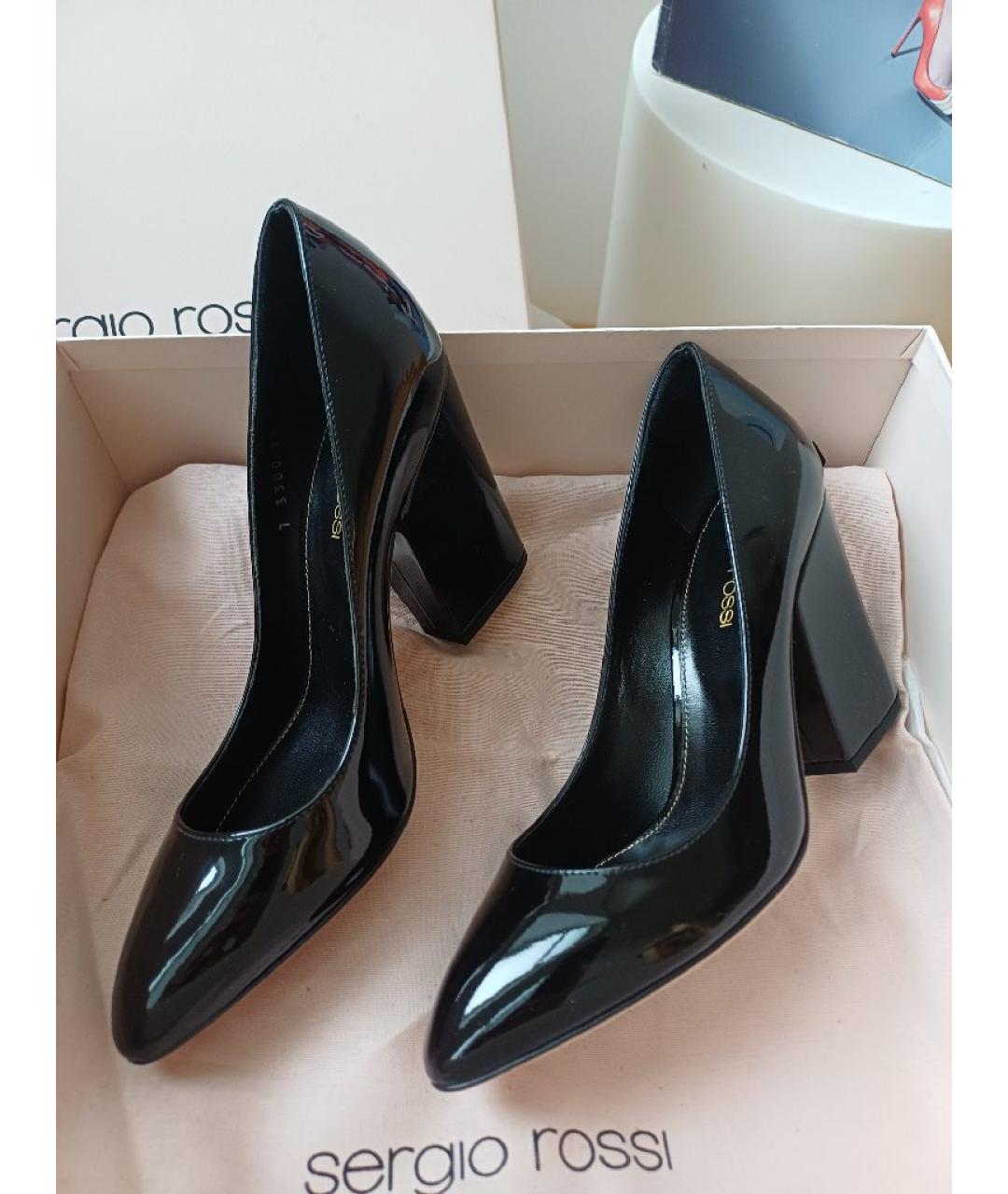 SERGIO ROSSI Черные туфли из лакированной кожи, фото 2