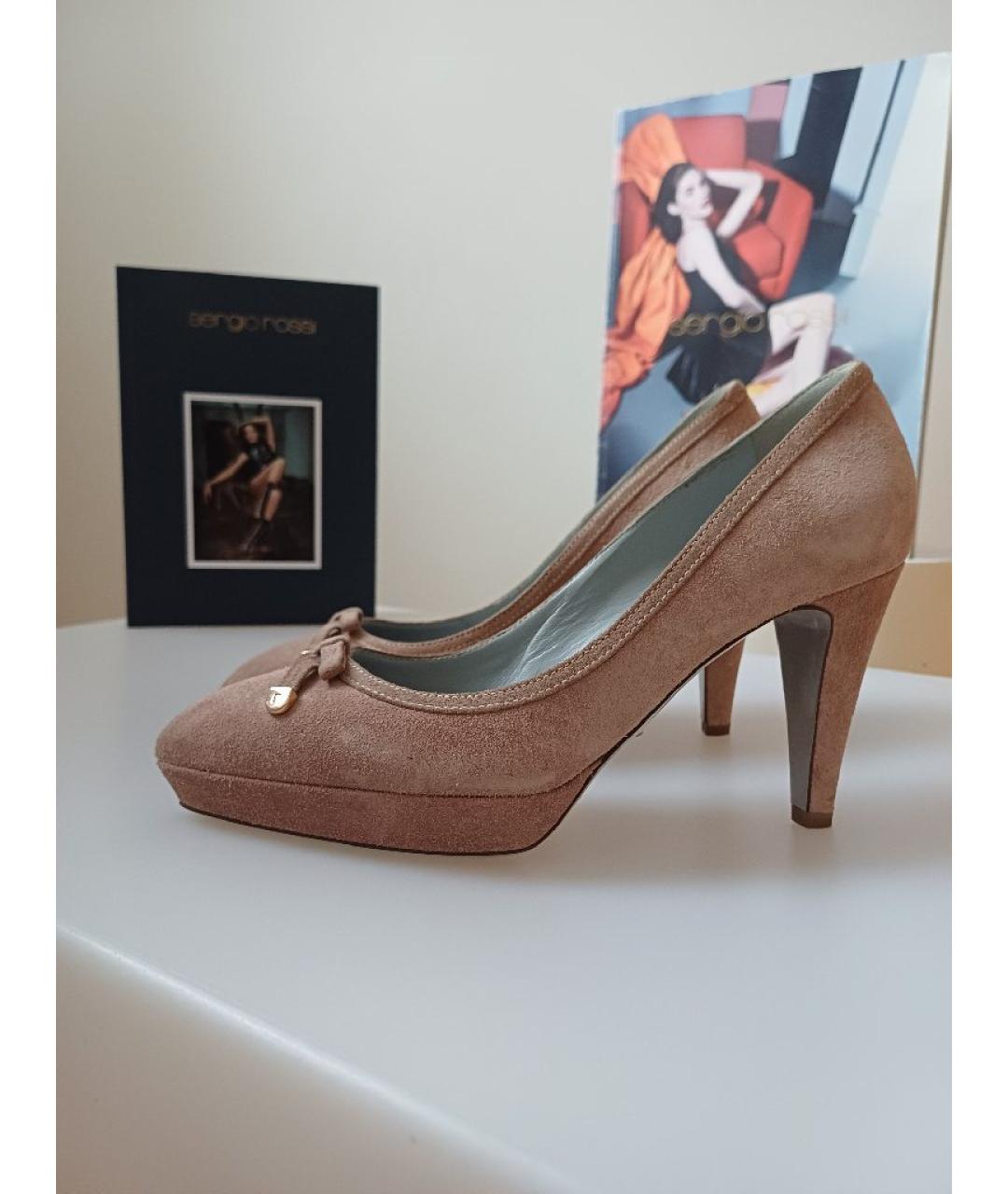 SERGIO ROSSI Бежевые замшевые туфли, фото 2
