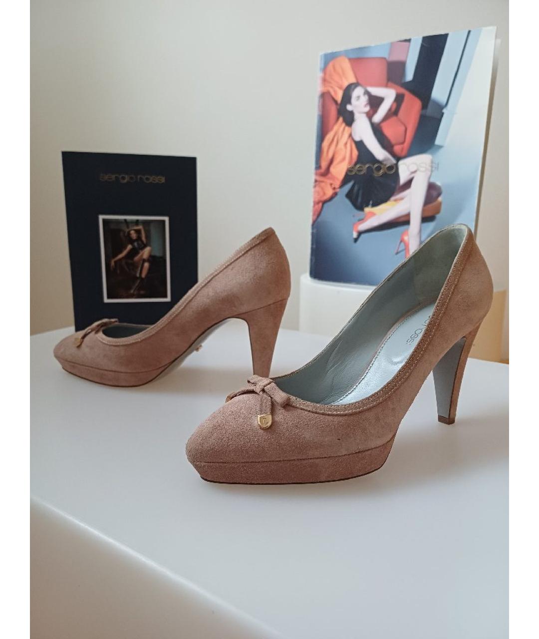SERGIO ROSSI Бежевые замшевые туфли, фото 3