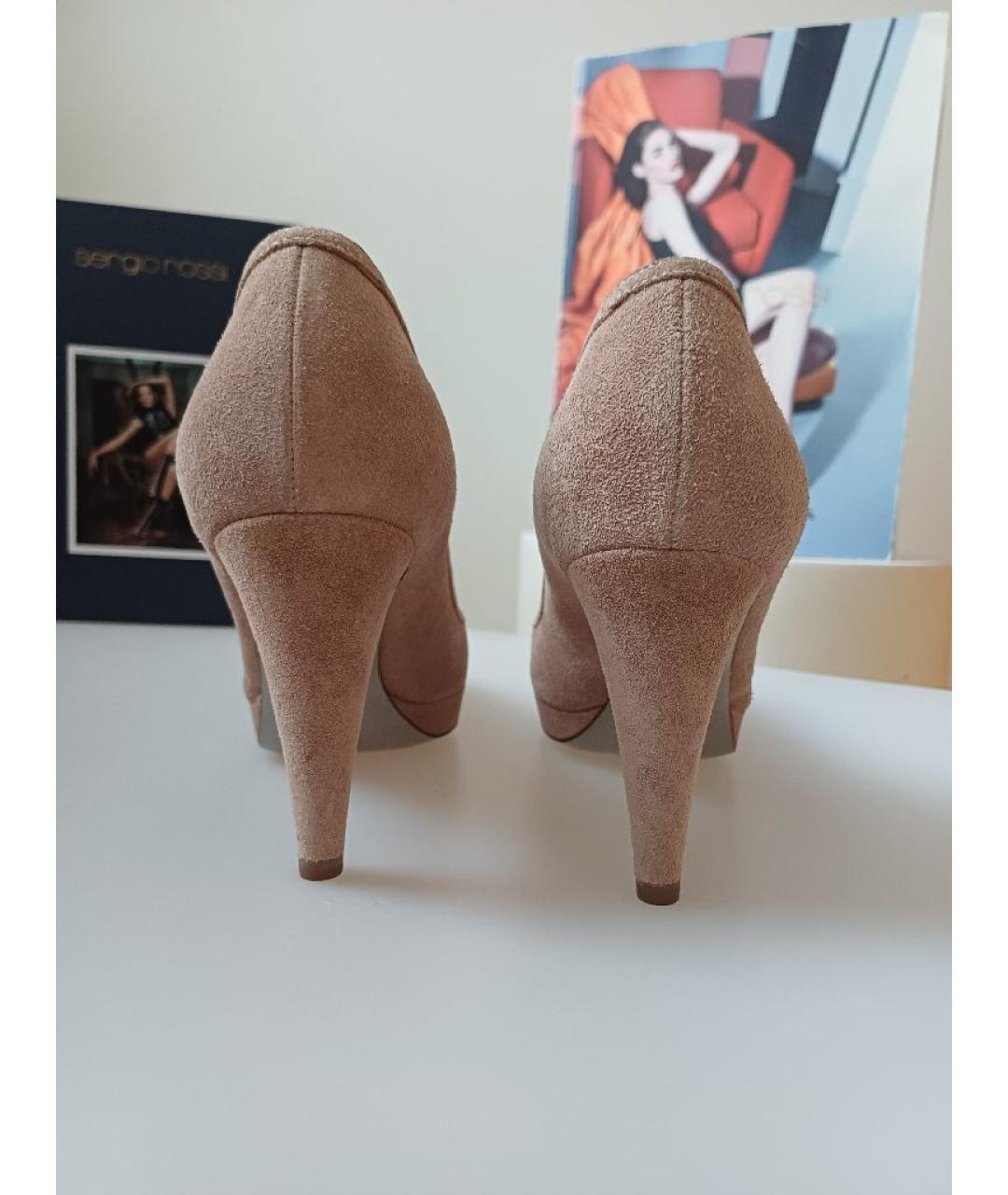 SERGIO ROSSI Бежевые замшевые туфли, фото 6