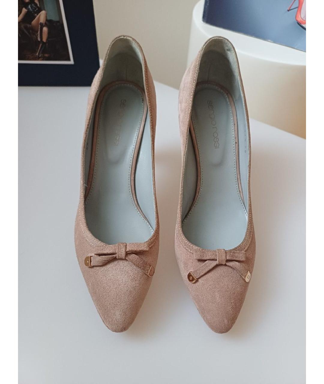 SERGIO ROSSI Бежевые замшевые туфли, фото 5