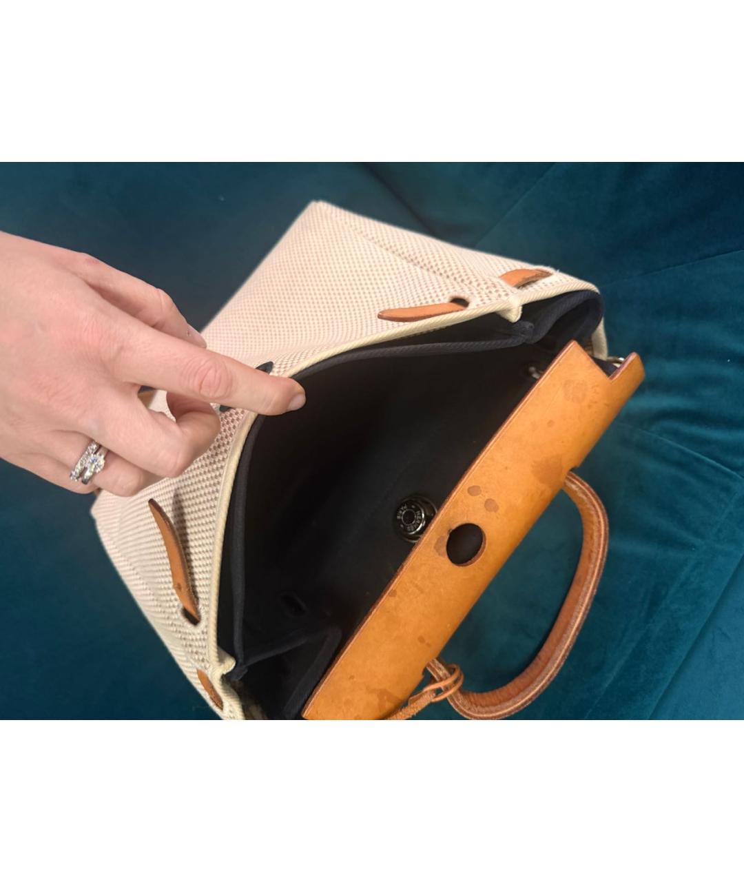 HERMES Бежевая сумка с короткими ручками, фото 8