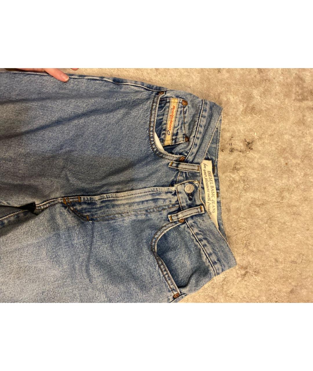 DIESEL Голубые хлопковые прямые джинсы, фото 3