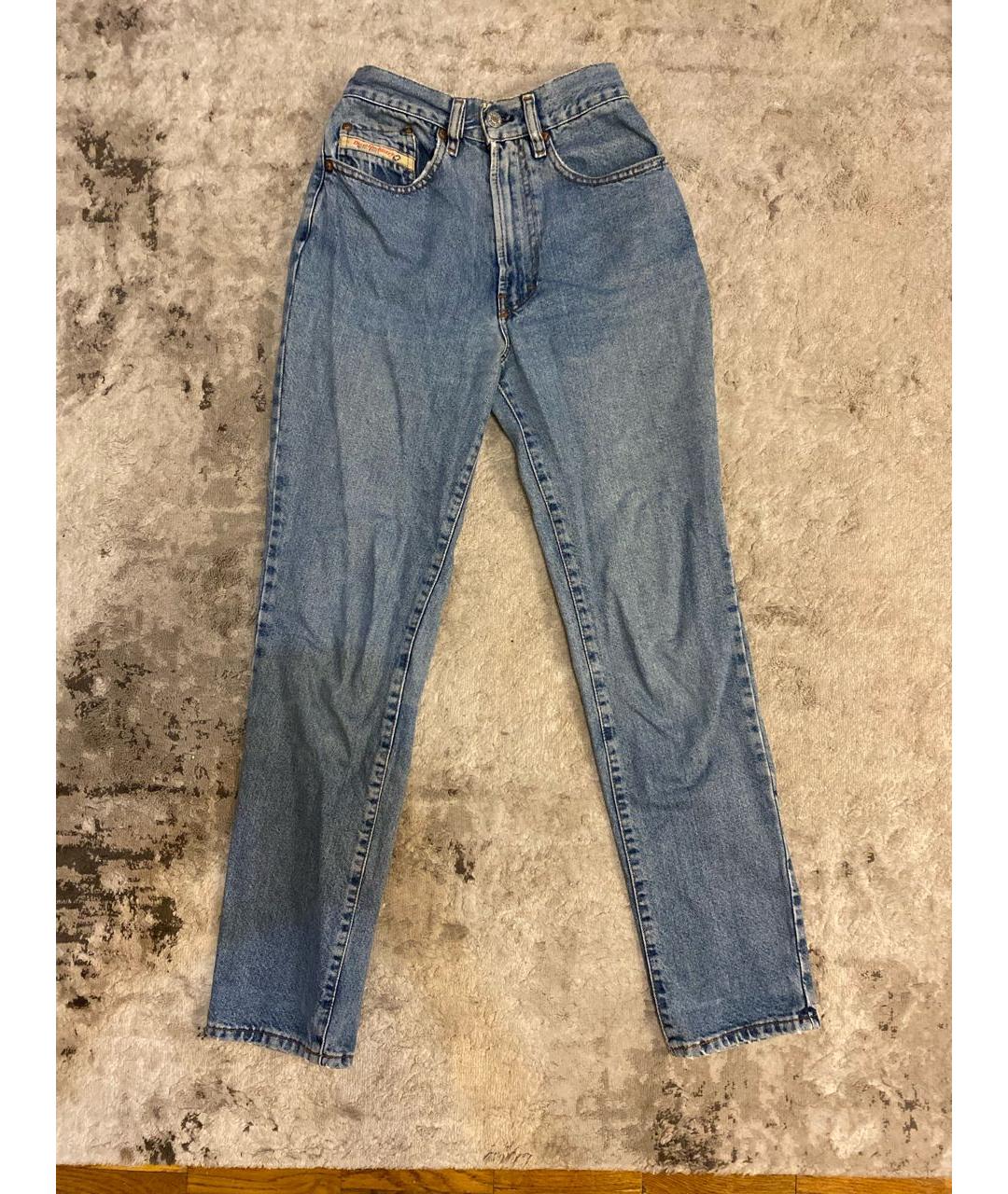 DIESEL Голубые хлопковые прямые джинсы, фото 8
