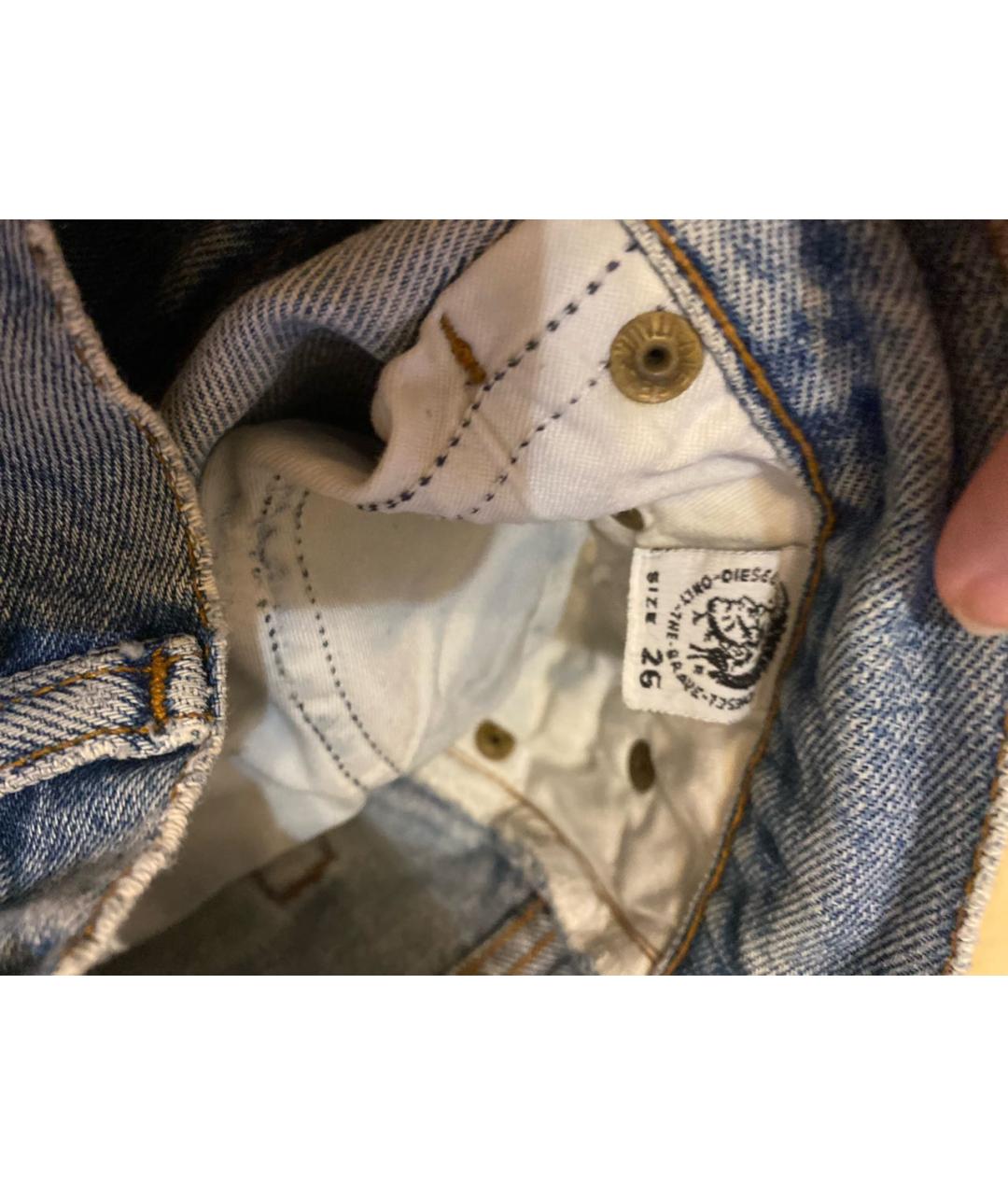 DIESEL Голубые хлопковые прямые джинсы, фото 7