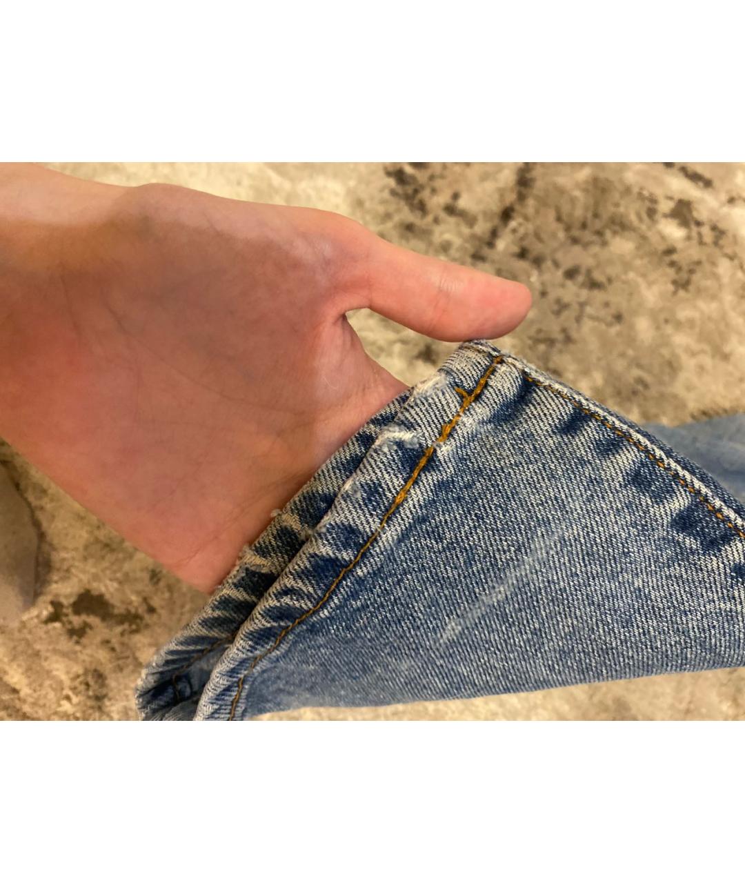 DIESEL Голубые хлопковые прямые джинсы, фото 6